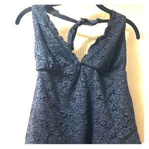 Mossimo Black Crochet Tankini Swimsuit Top